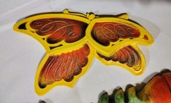 VTG Homco Universal Statuary 3-D Wall Art Decor Mushroom Frog Butterfly MCM 3 pc