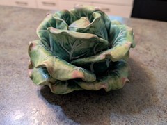 Vintage Detailed Ceramic Life-Like Cabbage 7.5″ X 4.25″ Unknown Maker