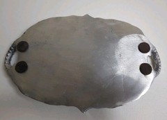 Vintage Decorative Tray Oval Cast Aluminum Floral Design Twisted Rope Handles
