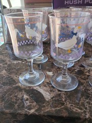 AUNT RHODY GOOSE STEM GLASSES 10 oz. VINTAGE Set of 5 EXCELLENT CONDITION