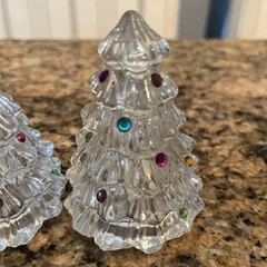 LENOX LEAD CRYSTAL CHRISTMAS TREE LENOX GERMANY SALT & PEPPER SHAKERS