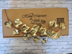 Home Interiors Ivy Leaf Branch Brass Gold Toned Metal Wall Decor 2 Piece 1106DH