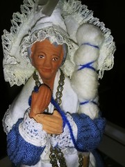 Vintage Santons France Pottery Art Doll Old Woman by Yolande 12″ Tall VGC