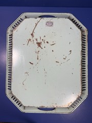Vintage Hand‑Painted Metal Tray – Nashco – Light Blue Delicate Floral Design