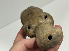 RARE PRE-COLUMBIAN ENGRAVED HUMAN EFFIGY OCARINA / WHISTLE FOUND IN ECUADOR