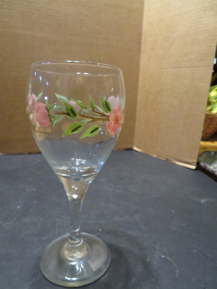 Vintage 10 Oz Glassware Wine Goblet Desert Rose: England and Portugal Backstamp