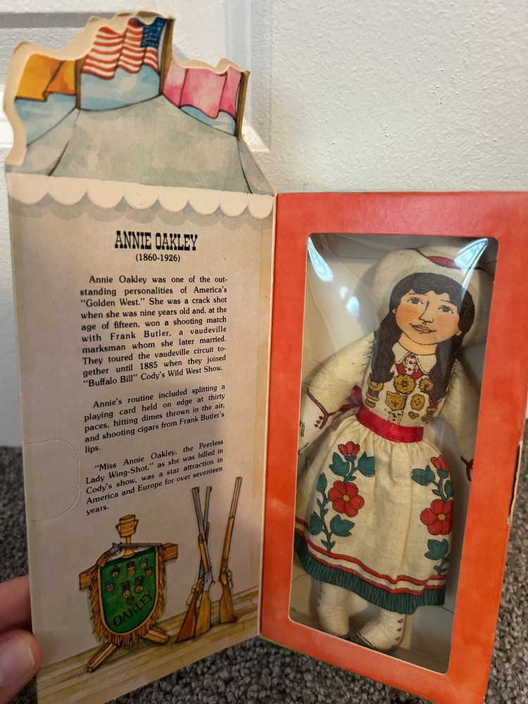 Vintage Annie Oakley Stuffed Doll 7” Famous Americans Series Hallmark 1979