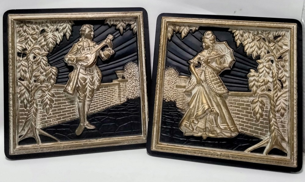 Cameo Wall Plaques Victorian Style Set Of 2 Wall Art 3D Raised Relief Plastic