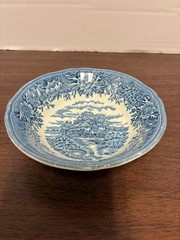 Blue & White English Village By Salem China Co. Olde Staffordshire 4″ Small Bowl