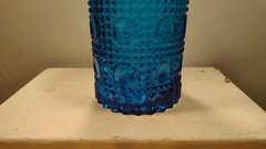 Vintage Made in Italy 13 3/4″ Empoli Blue Glass Bottle with Label