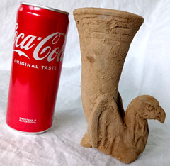 300 BC Beautiful Ancient Roman Clay Terracotta Drinking Rhyton Museum Quality