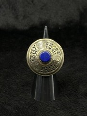 Huge Silver Old Afghanistan Unique Ring With Natural Lapis Lazuli Stone