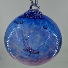 Hand Blown Art Glass Spirit Tree Embossed Witch Ball Orb Sphere ornament Kugel