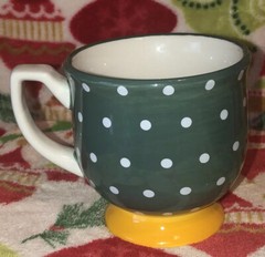 Footed Large Mug PIONEER WOMAN From my Frontier to Yours Polka Dot Green Fun