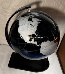 Replogle Black Lucite Globe 12” Modernist Desk Table Globe Sculptural Base