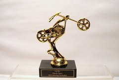 MOTORCYCLE TROPHY, BIKE AWARD, MOTORCYCLE SHOW CHOPPER WHEEL UP