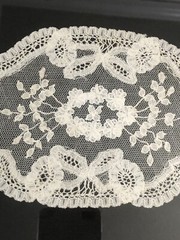 Antique Delicate Handmade White Lace In A Gold Frame Ready to Hang 15” X 12”