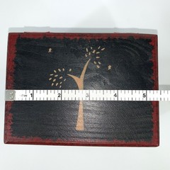 Vintage Hand-Painted Wood Box Leather Hinges B Altmans & Co NY with gift box