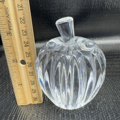 Heavy Clear Lead Crystal Cut Glass Apple Fruit Art Glass Figurine Paperweight