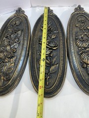 VTG 4 Seasons Syroco Floral Wall Plaques Hollywood Regency MCM Molded Plastic