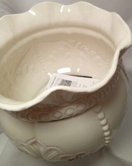 Belleek Fine Parian China Rosemore Planter, Pink Shells, Beads and Gild