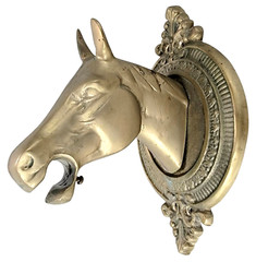 Rare Y2K Vtg Antique Brass Horse Head Rod Rack Equine Equestrian Animal Metal