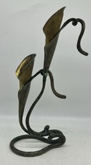 Jack Brubaker Signed, Brutalist Calla Lily Candleholders, Flowers