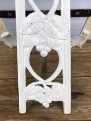 Vintage ART NOUVEAU HEAVY Figural Painted Cast Iron Easel Stained Glass Panel