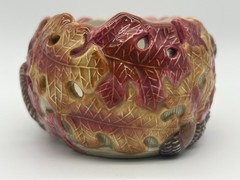 Fitz And Floyd Ceramic Dish Reticulated Design Autumn Leaves Squirrel Acorns