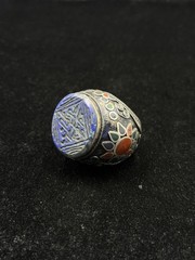 Huge Beautiful Silver Unique Old Ring With Islamic Writing Lapis lazuli Stone