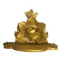 Hollywood Regency Rose Wall Shelf Plate Photo Display with Groove Gold Heavy 8″