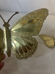 Home Interiors Butterfly Gold Tone Metal Tin 3D Wall Decor Set Of 3 MCM Boho Vtg