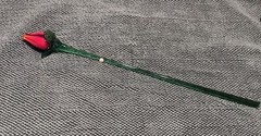 NEW! Vintage Hand Blown Glass Art Rose Bud Flower Long Stem 20 “