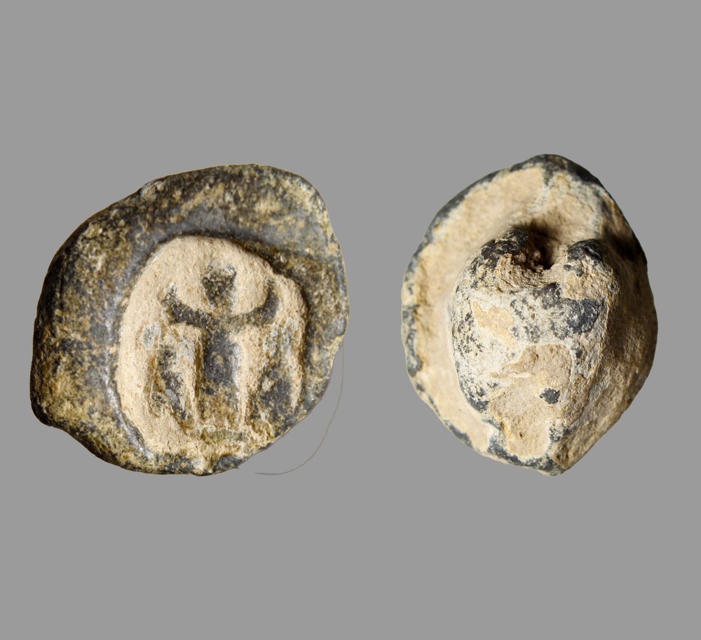 Ancient Near Eastern Lead Stamp Seal Standing Deity With Animals Artifact COA