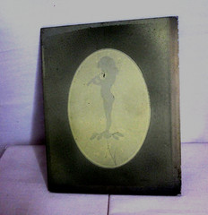 Silhouette on Glass 4 5/8″ x 5 3/4″ Nymph Playing a Flute Unframed