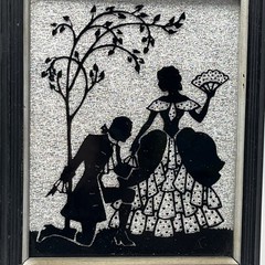 Vintage Foil Back Reverse Painted Pairs With The Courtship NY Silhouettes 4×6