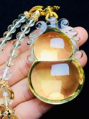 Natural yellow Citrine Quartz Crystal pixiu 貔貅 Pendant 18kAAAAA