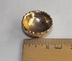 Vintage Gold Plated Egg Holder Display Stand – Heavy Ornate Footed .75″ x 1.25″