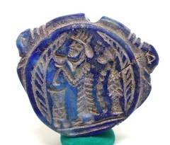 Antique Roman Greek King Face Lapis lazuli Intaglio Seal Stamp beads