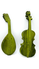 Vintage Set 2 Royal Cast Aluminum Mandolin & Violin Instruments Wall Decor 18″
