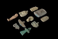 Authentic Ancient Egyptian 10 Amulets Set Eye of Horus Ankh Scarab Artifact BC