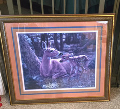 Home Interior Deer Foe Fawn Framed Rustic 27×23 Cabin Wall Art Lodge