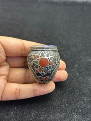 Huge Beautiful Silver Unique Old Ring With Islamic Writing Lapis lazuli Stone