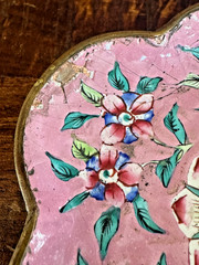Set of 2 Vintage Cloisonné Enamel on Copper Trays Trinket Dishes READ 4.25×3.5”