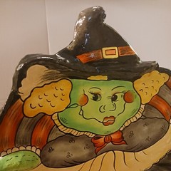 Vintage Halloween Witch Fitz & Floyd HOEDOWN Paper Papier Mache Party Tray 1992