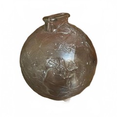 Vintage Clear Glass Globe Coin Bank Embossed World Map Still Bank 4”