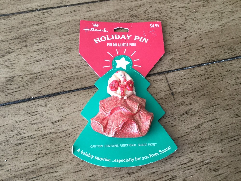 1995 Vintage Hallmark Barbie Holiday Pin With Original Packaging