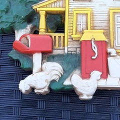 Vintage 1975 HOMCO Plastic Wall Plaques Red Barn And Farmhouse Kitchen Wall Art