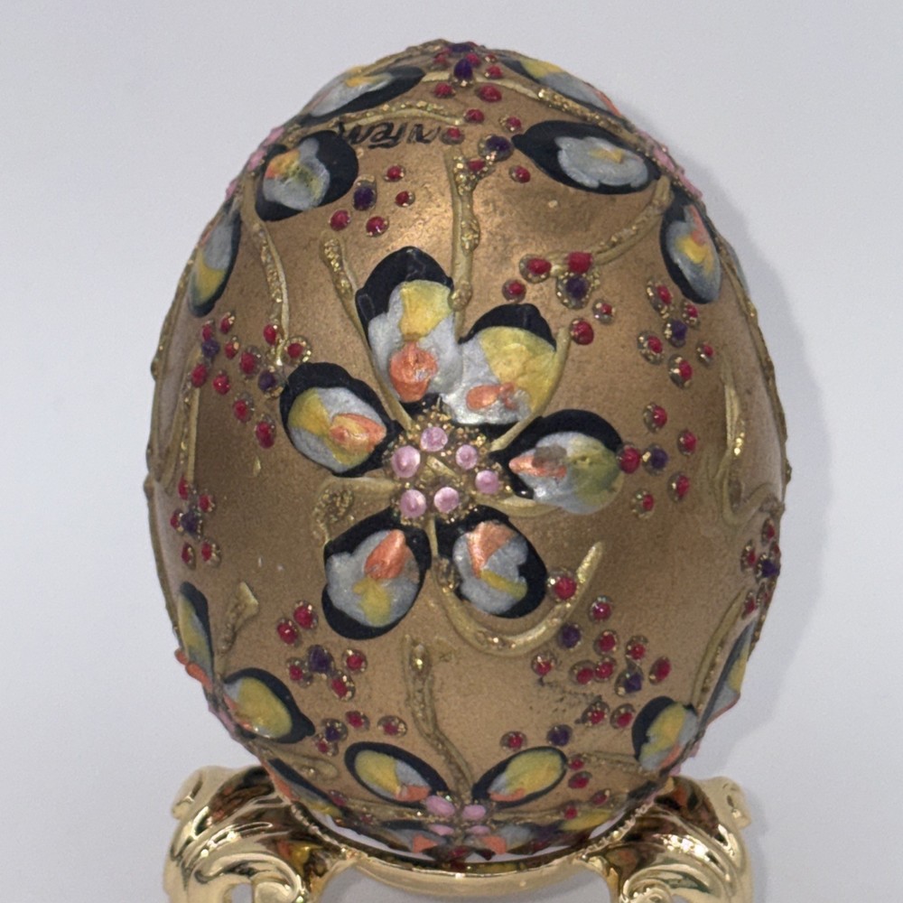 SIGNED Nannette Fenn “Eggs”traordinaire Designs Floral Faberge Inspired Egg USA