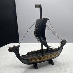 Viking Ship Iron Model Copper Brass 4 1/2″ Long Norway Vintage Travel Souvenir